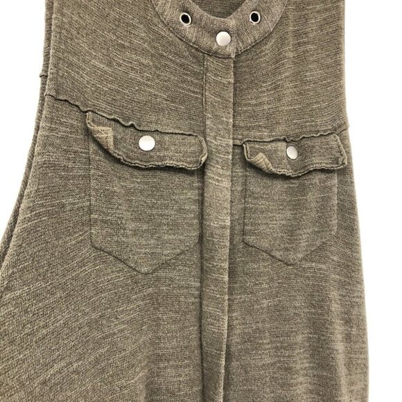 Free People Highway Vest in olive green Heathered knit studded neck LG - Picture 10 of 16